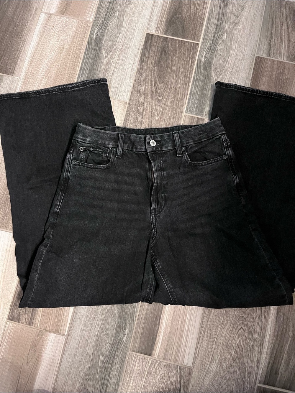 American Eagle Outfitters Black Baggy Wide-Leg Jeans